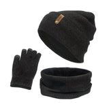 Maxbell 3xWomen Winter Beanie Hat Scarf Hat Knitted Gloves Fleece Lining numb gray