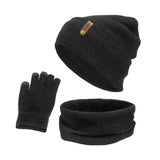Maxbell 2xWomen Winter Beanie Hat Scarf Hat Knitted Gloves Fleece Lining numb gray