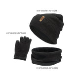 Maxbell 3xWomen Winter Beanie Hat Scarf Hat Knitted Gloves Fleece Lining numb gray