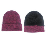 Maxbell 3xWomen Winter Beanie Hat Scarf Hat Knitted Gloves Fleece Lining Rose red