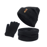 Maxbell 5xWomen Winter Beanie Hat Scarf Hat Knitted Gloves Fleece Lining Black
