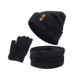 Maxbell 4xWomen Winter Beanie Hat Scarf Hat Knitted Gloves Fleece Lining Black