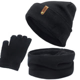 Maxbell 5xWomen Winter Beanie Hat Scarf Hat Knitted Gloves Fleece Lining Black