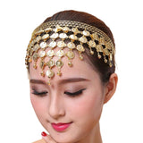 Maxbell 5xBelly Dance Headband Costume Forehead Headdress Bride Women Accessory Gold