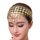Maxbell 3xBelly Dance Headband Costume Forehead Headdress Bride Women Accessory Gold