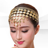 Maxbell 3xBelly Dance Headband Costume Forehead Headdress Bride Women Accessory Gold