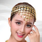 Maxbell 3xBelly Dance Headband Costume Forehead Headdress Bride Women Accessory Gold