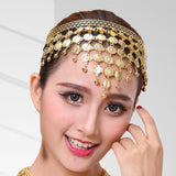 Maxbell 4xBelly Dance Headband Costume Forehead Headdress Bride Women Accessory Gold