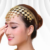 Maxbell 4xBelly Dance Headband Costume Forehead Headdress Bride Women Accessory Gold