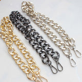 Maxbell 2xBag Chain Strap Charms Flat Crossbody DIY Handbag Purse Silver 60cm