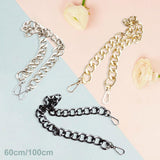Maxbell 6xBag Chain Strap Charms Flat Crossbody DIY Handbag Purse Silver 60cm