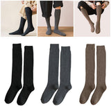 Maxbell 4xBreathable Cotton Mens Knee High Warm Long Winter Thick Socks  Dark grey