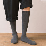 Maxbell 4xBreathable Cotton Mens Knee High Warm Long Winter Thick Socks  Dark grey