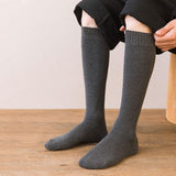 Maxbell 4xBreathable Cotton Mens Knee High Warm Long Winter Thick Socks  Dark grey