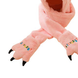 Maxbell Adorable 3-in-1 Winter Beanie Hat Scarf Gloves for Children Boys Girls Pink