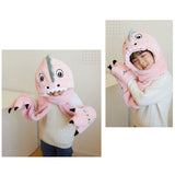 Maxbell Adorable 3-in-1 Winter Beanie Hat Scarf Gloves for Children Boys Girls Pink