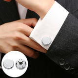 Maxbell 4xClassical Mens Round Cufflinks Jewelry Cuff Links Elegant Party Studs Suit Silver