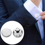 Maxbell 4xClassical Mens Round Cufflinks Jewelry Cuff Links Elegant Party Studs Suit Silver