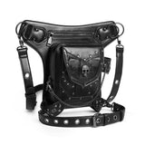 Maxbell 2xGothic Steampunk Waist Bag Men Women Thigh Hip Belt Bag Purse Skull Black
