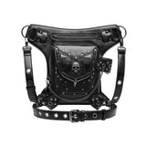 Maxbell 2xGothic Steampunk Waist Bag Men Women Thigh Hip Belt Bag Purse Skull Black