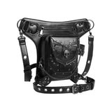 Maxbell 2xGothic Steampunk Waist Bag Men Women Thigh Hip Belt Bag Purse Skull Black