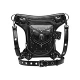 Maxbell 2xGothic Steampunk Waist Bag Men Women Thigh Hip Belt Bag Purse Skull Black