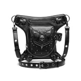 Maxbell 2xGothic Steampunk Waist Bag Men Women Thigh Hip Belt Bag Purse Skull Black