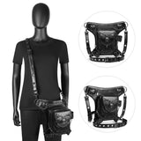 Maxbell 2xGothic Steampunk Waist Bag Men Women Thigh Hip Belt Bag Purse Skull Black