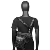 Maxbell 2xGothic Steampunk Waist Bag Men Women Thigh Hip Belt Bag Purse Skull Black