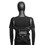 Maxbell 2xGothic Steampunk Waist Bag Men Women Thigh Hip Belt Bag Purse Skull Black