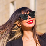 Maxbell Fashion Women Sunglasses Heart-Shape Eyewear Cat Eye Hippy Boho Lady black