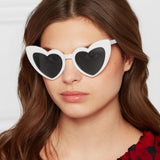 Maxbell Fashion Women Sunglasses Heart-Shape Eyewear Cat Eye Hippy Boho Lady white
