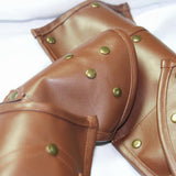 Maxbell 3x1Set Gothic Steampunk Adjustable Shoulder Armor/Arm Strap Metal Decor Brown