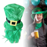 Maxbell 6pcs Mens St. Patricks Day Green Leprechaun Hat w/ Beard Irish Costume