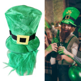 Maxbell 6pcs Mens St. Patricks Day Green Leprechaun Hat w/ Beard Irish Costume