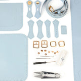 Maxbell 3xDIY Sewing Stitching Womens Leather Bag Making Complete Kit Handbag Blue