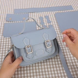 Maxbell 4xDIY Sewing Stitching Womens Leather Bag Making Complete Kit Handbag Blue