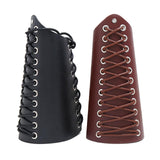 Maxbell 5xLeather Gauntlet Wristband Lace up Wrist Guard for Men Women Cosplay Brown