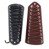 Maxbell 4xLeather Gauntlet Wristband Lace up Wrist Guard for Men Women Cosplay Brown
