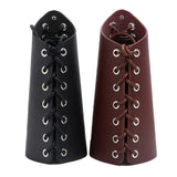 Maxbell 5xLeather Gauntlet Wristband Lace up Wrist Guard for Men Women Cosplay Brown