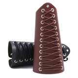Maxbell 3xLeather Gauntlet Wristband Lace up Wrist Guard for Men Women Cosplay Brown