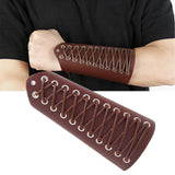 Maxbell 5xLeather Gauntlet Wristband Lace up Wrist Guard for Men Women Cosplay Brown