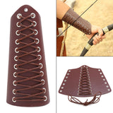 Maxbell 5xLeather Gauntlet Wristband Lace up Wrist Guard for Men Women Cosplay Brown