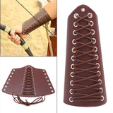 Maxbell 5xLeather Gauntlet Wristband Lace up Wrist Guard for Men Women Cosplay Brown