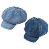 Maxbell 2xDenim Cotton Newsboy Hat Soft 8 Panels Baker Boy Beret Flat Caps Vintage LIght Blue