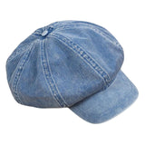 Maxbell 2xDenim Cotton Newsboy Hat Soft 8 Panels Baker Boy Beret Flat Caps Vintage LIght Blue