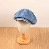 Maxbell 2xDenim Cotton Newsboy Hat Soft 8 Panels Baker Boy Beret Flat Caps Vintage LIght Blue