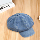 Maxbell 2xDenim Cotton Newsboy Hat Soft 8 Panels Baker Boy Beret Flat Caps Vintage LIght Blue