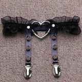 Maxbell 4xPunk Leg Rings Garters Leather Rivets Thigh Party Harness Garter Belts Black