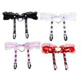 Maxbell 4xPunk Leg Rings Garters Leather Rivets Thigh Party Harness Garter Belts Black